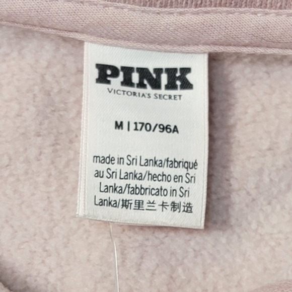 NWT Victoria's Secret PINK Cropped Polo Pullover Sweatshirt Pink Fleece Medium - Picture 3 of 8
